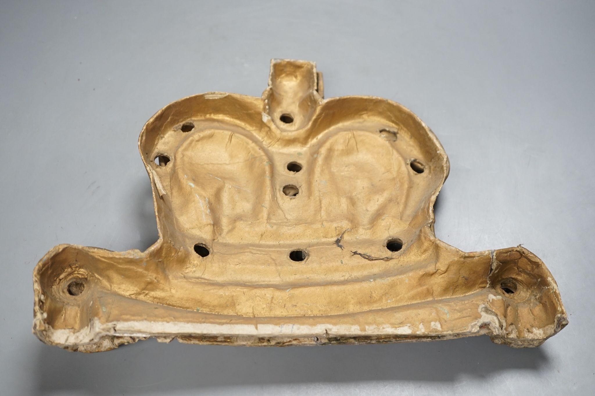 A pair of Victorian papier mache coronet appliqués, 34cm